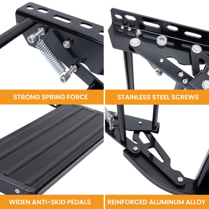 RV Step, 1-Step, Manual Foldable RV Steps, 400 LBS Load Capacity, Retractable Aluminum Alloy Camper Steps, Thickened Steel Plate Trailer Steps, Non-Slip Design, Ideal for RV, Trailer, Camper, Black