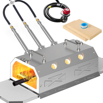 Nelyrho Portable Blacksmith Beginner Forge Kit with 30PSI Regulator, 3 Burner Professional Artists Hobby Knife Making Blacksmith Tools (Triple Burners)