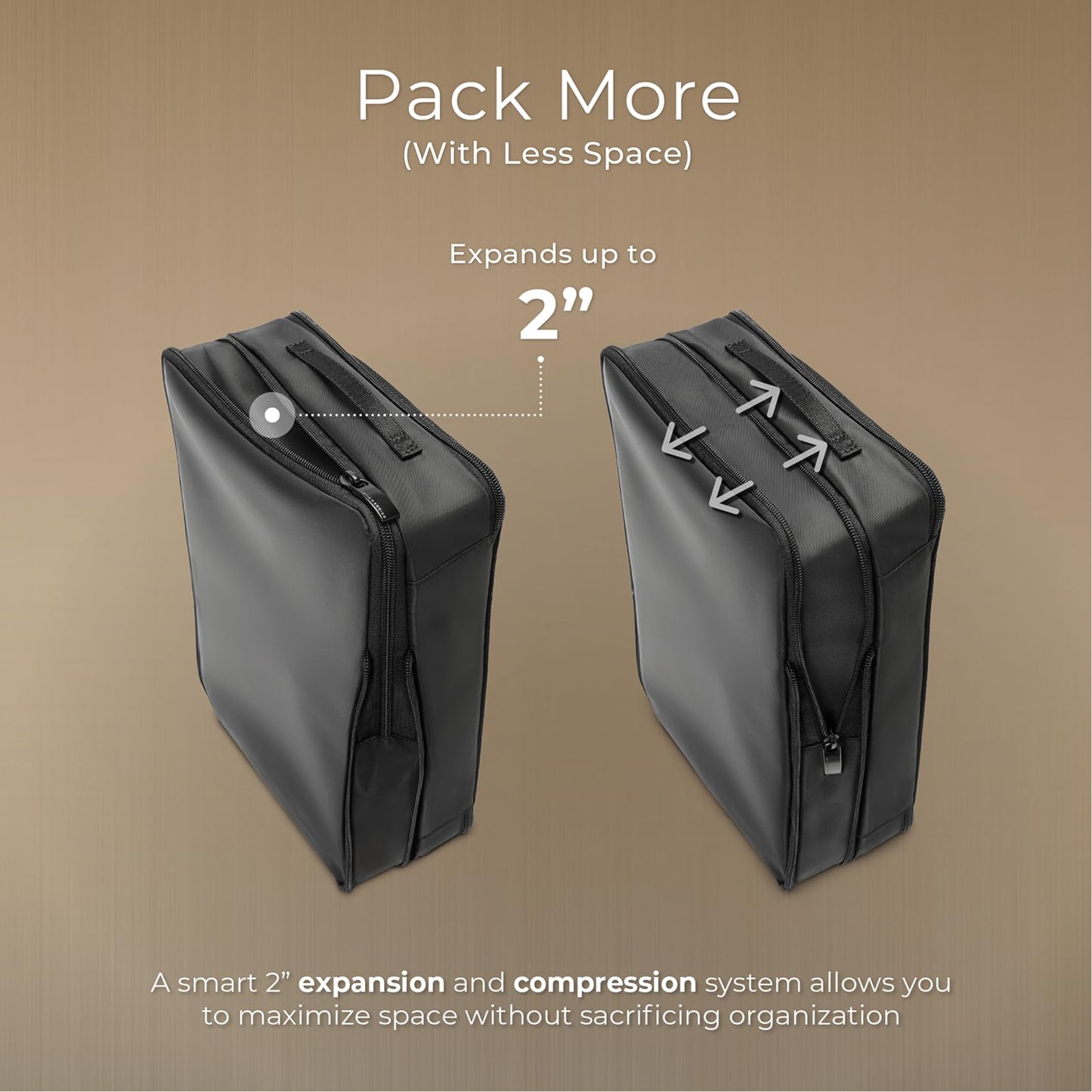 Briggs & Riley Carry On Compression Packing Cube Set - Bag Organizer for Suitcase & Luggage, Travel Essentials for Women & Men, Pack Accessories for Vacation, Maximize Storage Space - 3-Piece, Black