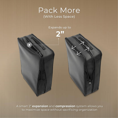Briggs & Riley Carry On Compression Packing Cube Set - Bag Organizer for Suitcase & Luggage, Travel Essentials for Women & Men, Pack Accessories for Vacation, Maximize Storage Space - 3-Piece, Black