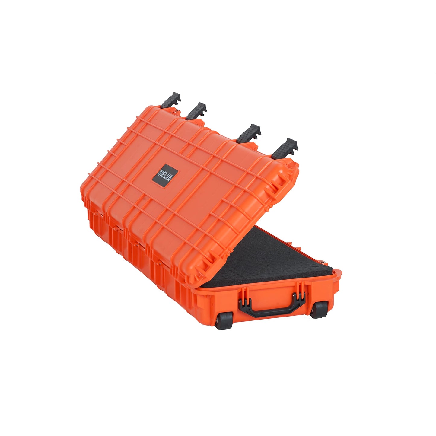 MEIJIA Portable Rolling Waterproof All Weather Hard Rifle Case,Gun Case with Wheels,Soft Handle Grip,Customizable Fit Foam Inserted (Orange, 44.37"x15.98"x6.1")