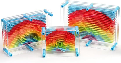 Hacaroa 3 Pack 3D Pin Art Toy Rainbow Plastic Pin Art Board Sensory Toys Pin Impression Sculpture Needle Toy for Autistic Children Kids Adults 3 Sizes