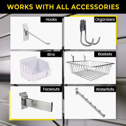 Heavy Duty 4'H X 4'W PVC Garage SlatWall Storage System (with Endcaps & Screws) - Modular Slat Wall Paneling for Garage Wall Organizer - Interlocking SlatWall Panels for Home & Commercial Use (Grey)