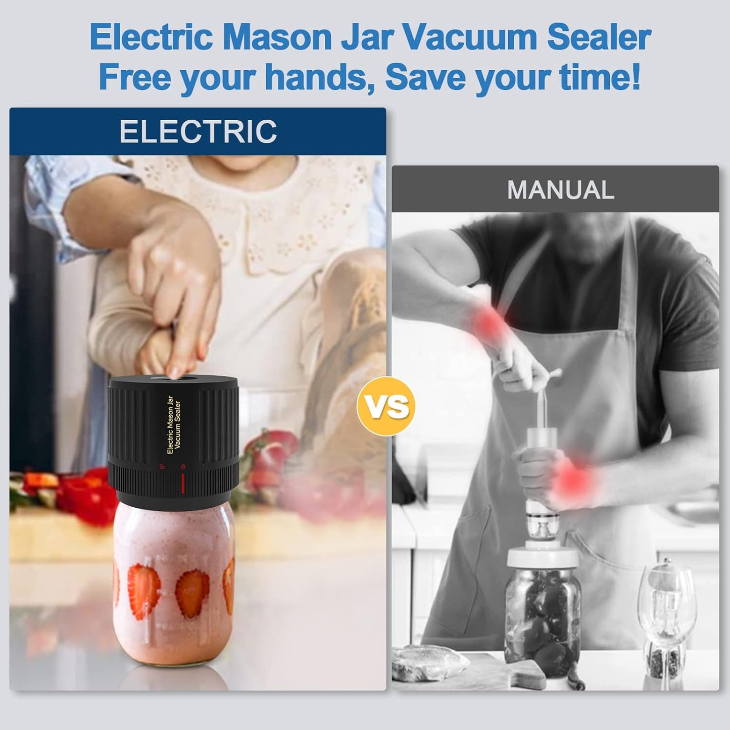 LOVE MOMENT Electric Mason Jar Vacuum Sealer Kit - Black & Red | Preserve Food Freshness