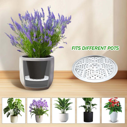 3PCS Round Planter Inserts for Large Tall Pots, 18" Stainless Steel Flower Pot Lift Insert Portable Planter Accessories Circular Plant Risers for Inside Pots with Drainage Hole, Use Less Potting Soil