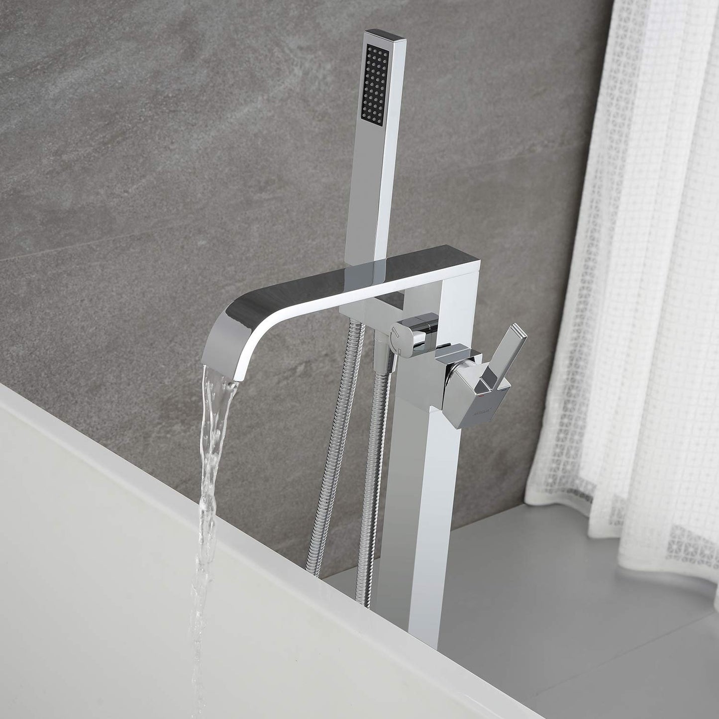 Artiqua Freestanding Bathtub Faucet Tub Filler Faucets Chrome Floor Mount Brass Single Handle with Hand Shower