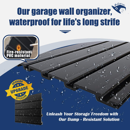 2026 Garage Organization: PVC Slatwall Panels 4x8 ft – Garage Storage Wall System, Heavy Duty Tool Organizer Wall Mount, Waterproof Garage Wall Panels, Easy DIY Install with 3 Hooks (8 Pack of 1x4ft)