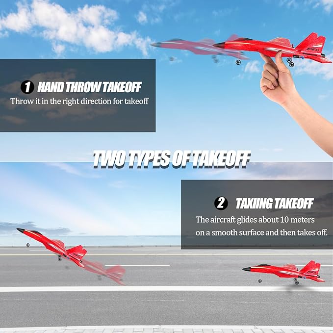 RC Planes for Ages 14 Years and upRemote Control Airplanes Toys for Teen2CH Outdoor Foam RC Glider Fighter Jet for Teen and Adults Hobby Red