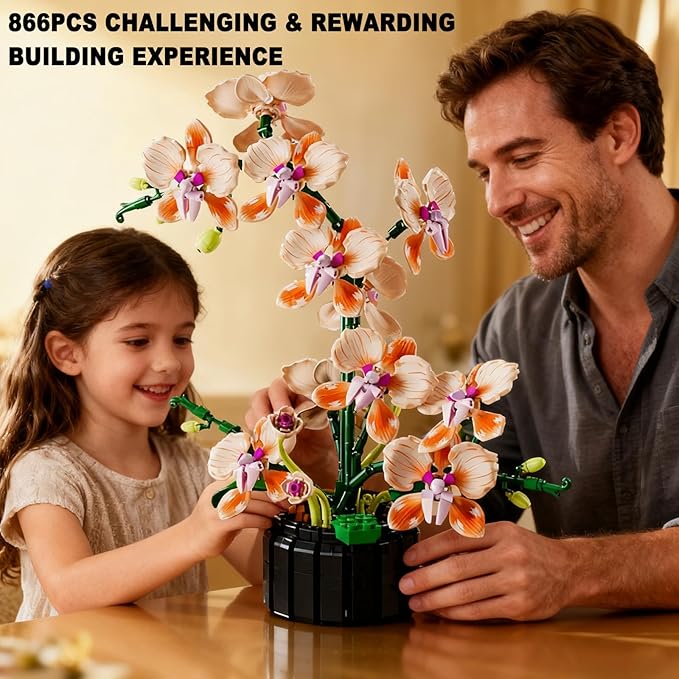 Flower Bouquet Building Blocks Kit Artificial Flowers Toys Botanical Collection DIY Unique Home&ampOffice Bonsai Decoration Adults Teen Girls for Hoilday