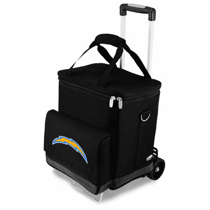 NFL Los Angeles Chargers Insulated Cellar 6-Bottle Wine Carrier & Cooler Tote with Trolley