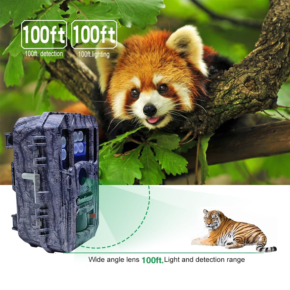 BolyGuard BG662-HQ Trail Game Camera 4K/56MP Night Vision Camera Dual-LEDs 940nm Invisible IRs+White LEDs Waterproof IP68 Outdoor Wildlife Camera