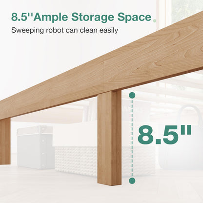Novilla Twin Bed Frames Wood Twin Size Bed Frame with 8.5 Inch Space Underneath, BedFrame with Headboard Solid Wood Bed Frame Foundation No Box Spring Needed, Easy Assembly