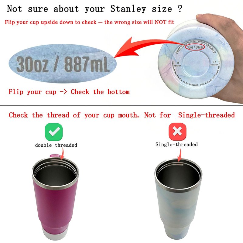 ANTAND 2 Pack Leak Proof Lid for 30oz Stanley H2.0 Quencher,No Spill Flip Straw Lid Replacement for Stanley Cup Accessories 30oz Tumbler Lid Replacement Straw Cover Cap for Stanley Lids(Cream,Purple)