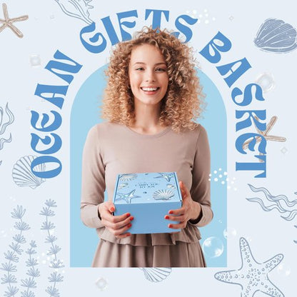 Gifts for Women, 8pcs Ocean Happy Birthday Gifts for Women, Christmas Ideas Inspirational Get Well Soon Gift Baskets Mothers Day Box w/ Seashell Tote Bag for Her Mom Sister Friend Friendship