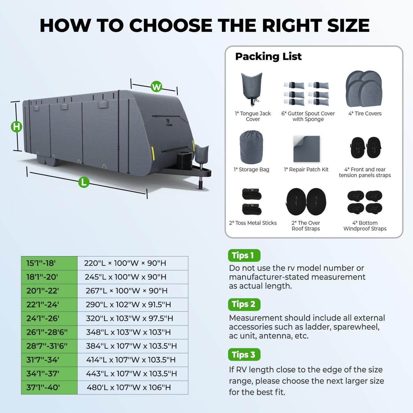 Fonzier RV Cover 28-31ft: Extra Thick 7 Layers Travel Trailer Cover with 4 Tire Covers, Waterproof Camper Cover, Extra Windproof Ropes, Gutter Cover, Rip-Stop Anti-UV