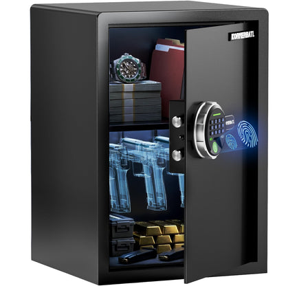 KornerBatl 𝟑𝟓 𝐋𝐁 Smart Fingerprint Gun Safe with Biometric Lock, Quick Access Multiple Handgun Storage Rack 𝐆𝐢𝐟𝐭𝐬 𝐟𝐨𝐫 𝐅𝐚𝐭𝐡𝐞𝐫'𝐬 𝐃𝐚𝐲 (12.99"D x 13.78"W x 19.69"H)