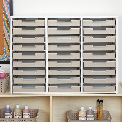 Really Good Stuff White 27-Slot Mail Center with Tan Trays