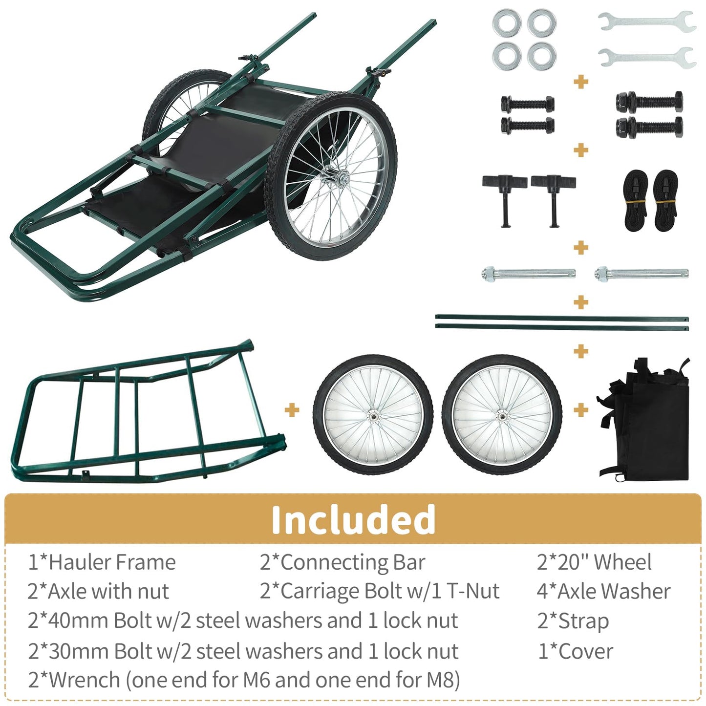 Leader Accessories Super Mag Hauler Steel Hunting Deer Game Cart 550lb Capacity