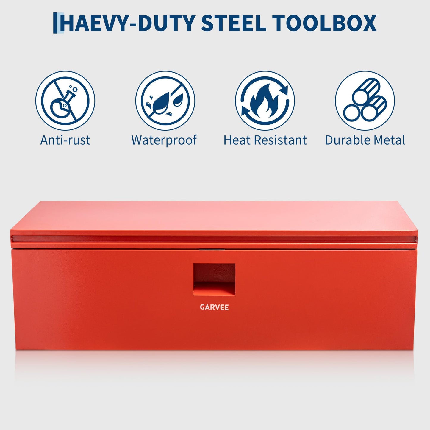 Garvee Steel Truck Tool Box Heavy Duty Truck Bed Toolbox w/Dual Lids, Lockable & Weatherproof, Fits for Pickup, Truck Bed, RV, Trailer