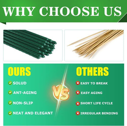 Jollybower 25pcs Steel Plant Stakes - 4 Feet Sturdy Supports for Climbing Plants, Flowers & Trees