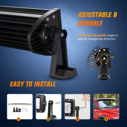 Nilight - 18015C-A LED Light Bar, 52Inch, 783W, 78000LM, Curved Triple Row Flood Spot Combo Beam Off Road Driving Lights for Boat, Trucks, 2 Years Warranty