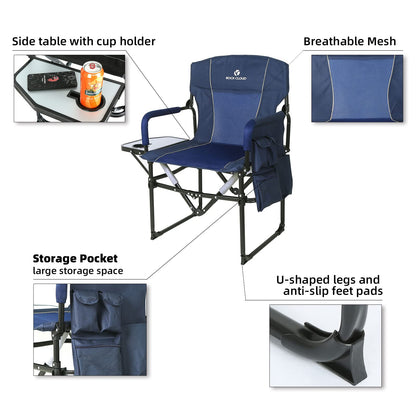 ROCK CLOUD 2 Pack Folding Camping Chair with Storage Pocket and Side Table Compact Portable Camp Chairs Outdoor for Camp Lawn Hiking Fishing Sports