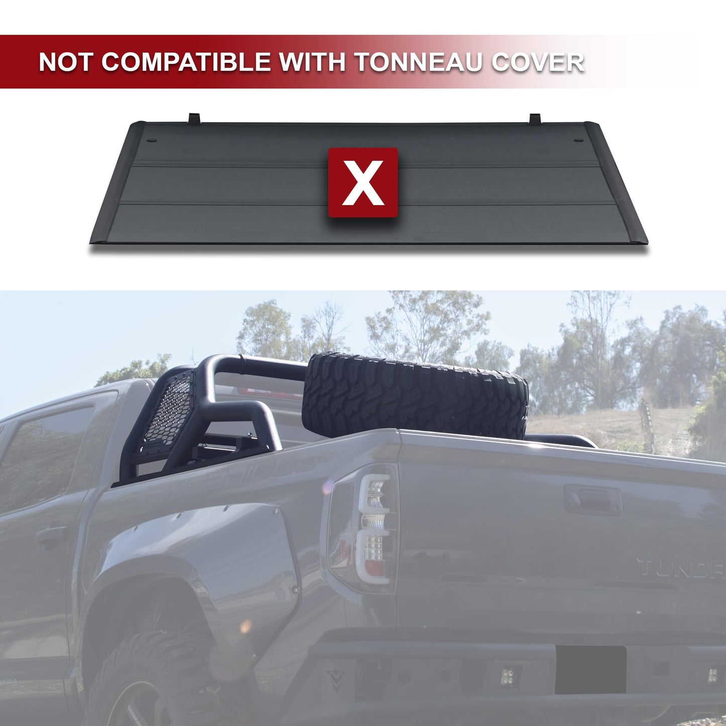 ARMORDILLO 8710838 CR1 Roll Bar Chase Rack Tire Carrier for 1/2 Ton Full Size Trucks|09-23 F-150/07-23 Silverado 1500/07-23 Sierra 1500/07-23 Tundra/04-23 Titan/Titan XD SKU|8710951|7163072|7180338