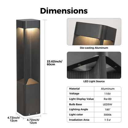 3000K Pathway Lights Black Landscape Path Light Outdoor Waterproof Garden Floor Lamp Modern Walkway Lights LED Warm Light Bollard Lighting Hardwired Aluminum Lawn Post Lights for Entrance Patio Porch