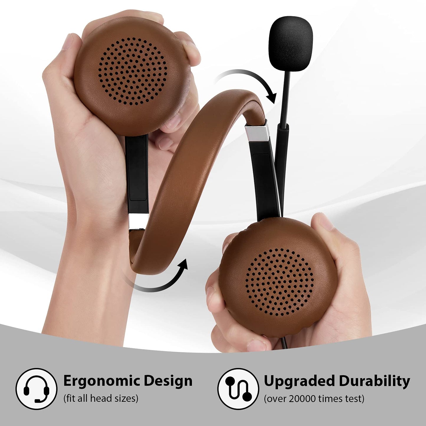 Arama USB Headset with Microphone Noise Cancelling & in-line Call Controls, Ultra Comfort 3.5mm Wired Headset for Cell Phone, Computer Headset with Mute for PC Laptop Skype Webinar Home Office