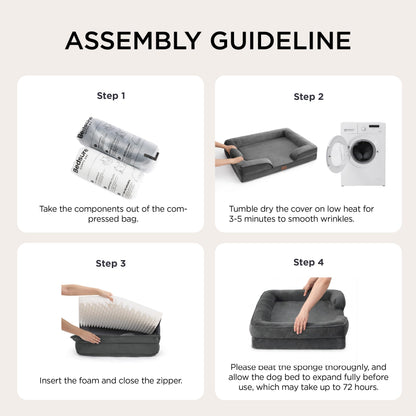 Bedsure XL Plus Orthopedic Dog Bed for Extra Large Dogs - Washable XLarge Dog Cat Bed Waterproof, Comfort Dogs Couch Sofa with Washable Removable Cover, Pet Bed with Nonskid Bottom, Dark Grey, 48"