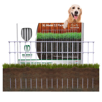Dig Defence Original Animal Barrier Fence - X-Large Decorative Garden Fence, Outdoor No Dig Fence for Dogs and Rabbits, Yard and Patio - 24”(L) x 15”(H), 12 Pack