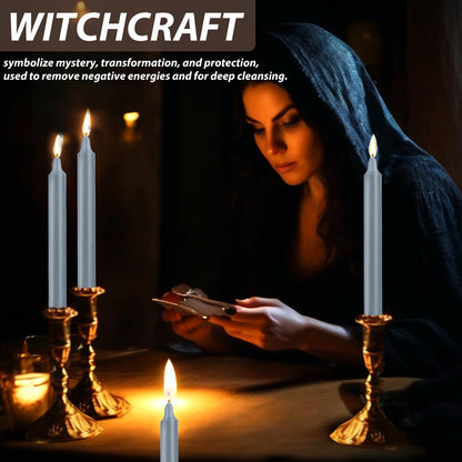 24 Pack Silver Spell Chime Candles – Premium Mini Unscented Taper Candles for Rituals, Prayer, Meditation, Altar, Spells – 4" Tall – Ideal for Witches & Spiritual Practices