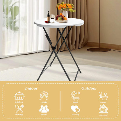 HEPINGONHE Folding 2-Pack 32in Bar Table Round Foldable Cocktail Table for Indoor and Outdoor Use Compact Design Portable Ideal for Parties Events Dining and Gatherings