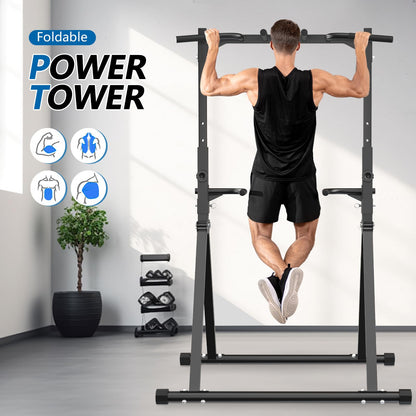 STACOO Foldable Pull Up Bar Pull Up Station,Power Tower with Triangular Structure, Multi-Functional Dip Station for Home Gym 300LB