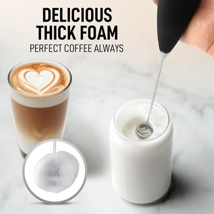 Zulay Kitchen Double Whisk Milk Frother - Powerful Handheld Foam Maker for Coffee & Lattes | Includes 2 Duracell Batteries
