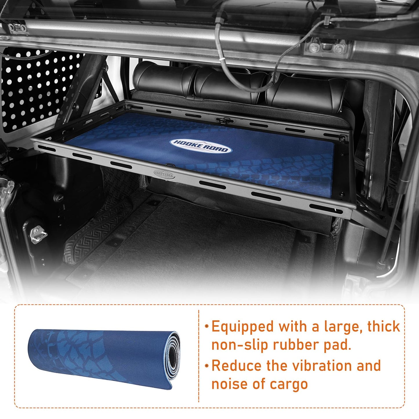 Hooke Road Rear Trunk Cargo Rack Basket Tray for 2007-2026 Jeep Wrangler JK JL 4-Door Hardtops, Sturdy Steel Shelf for Camping Trip Gear