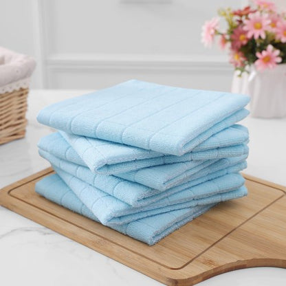 Homaxy 100% Cotton Terry Kitchen Dish Cloths, Ultra Soft and Absorbent Dish Towels for Kitchen, Suitable for Drying and Washing Dishes, 6 Pack, 12 x 12 Inches,Sky Blue