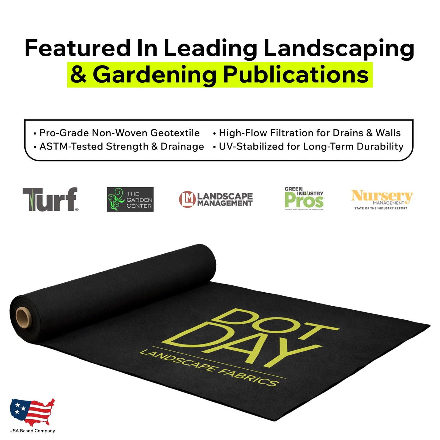 DOTDAY 8 oz Non-Woven Geotextile Fabric 6ft x 50ft, Heavy Duty Driveway Underlayment for Gravel, French Drain Fabric, Paver Base & Erosion Control, UV-Stabilized Permeable, Black, Terra