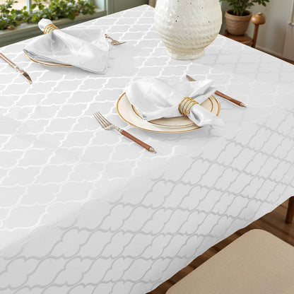 Larponder Tablecloth Rectangle, Jacquard, 60" x 102", White