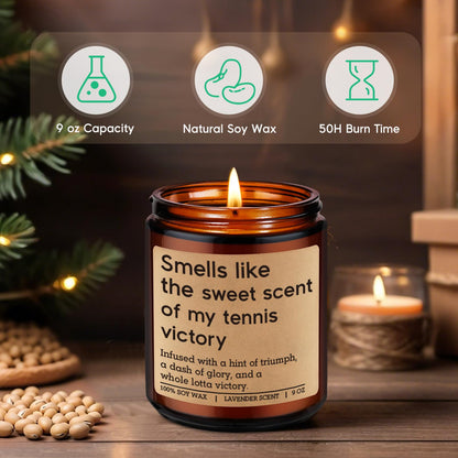GSPY Scented Candle - Tennis Gifts for Women, Men - Funny Sports Themed Accessories Gifts for Tennis Player, Lover, Team - Funny Fathers Day, Mothers Day, Birthday Ideas for Boy, Him, Female, Mom, Dad