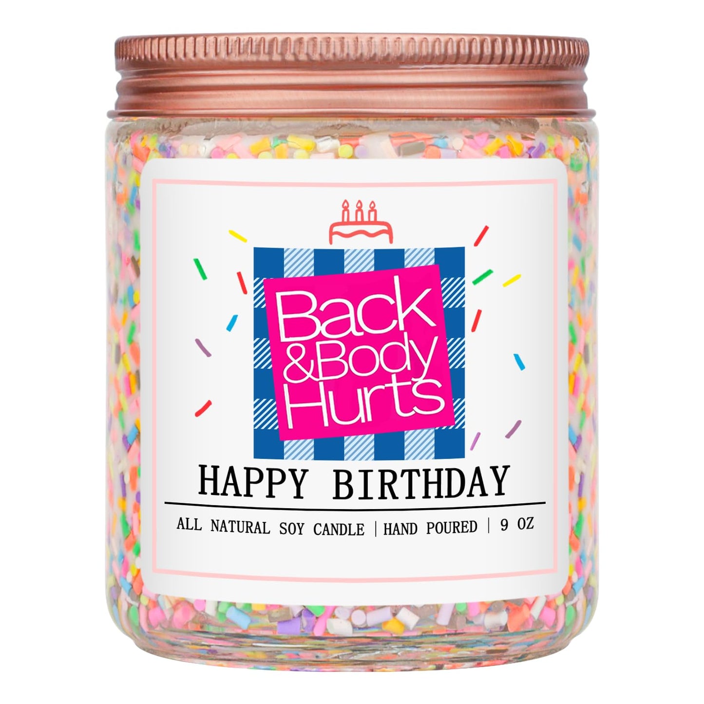 Homsolver Birthday Candles Gift for Her and Him, Birthday Gifts for Women Men, Unique Best Friend Gift Ideas -Back & Body Hurts Happy Birthday Candle
