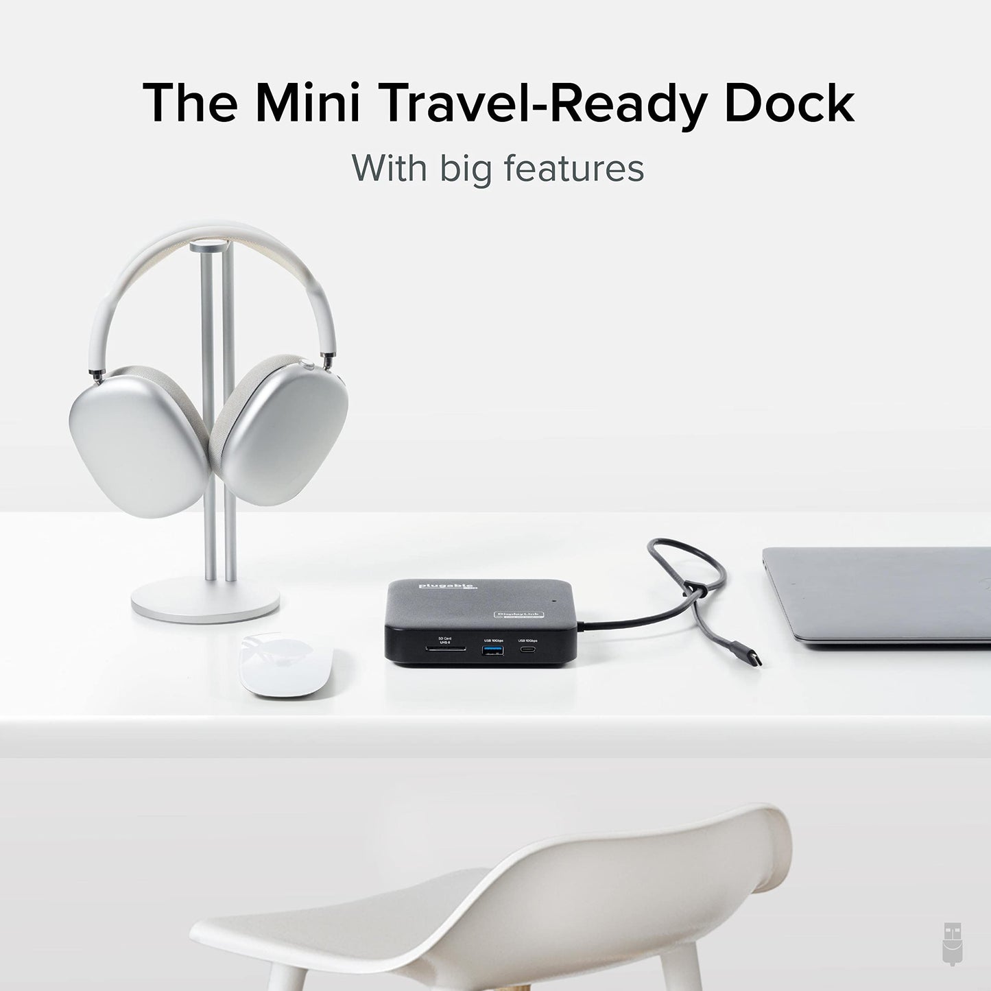 Plugable 7-in-1 USB-C DisplayLink Dock – Dual 4K 60Hz HDMI, USB-C & USB-A (10Gbps), SD Card, Gigabit Ethernet, 100W PD Charging – Compatible with macOS & Windows, MacBook Dual Monitor Support