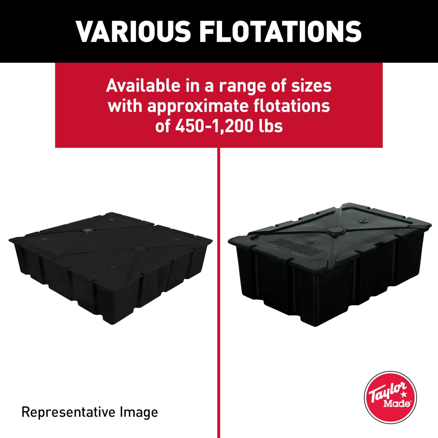 Taylor Made Products 46118 Dock Float, 24 x 36 x 12 inch Height , Black