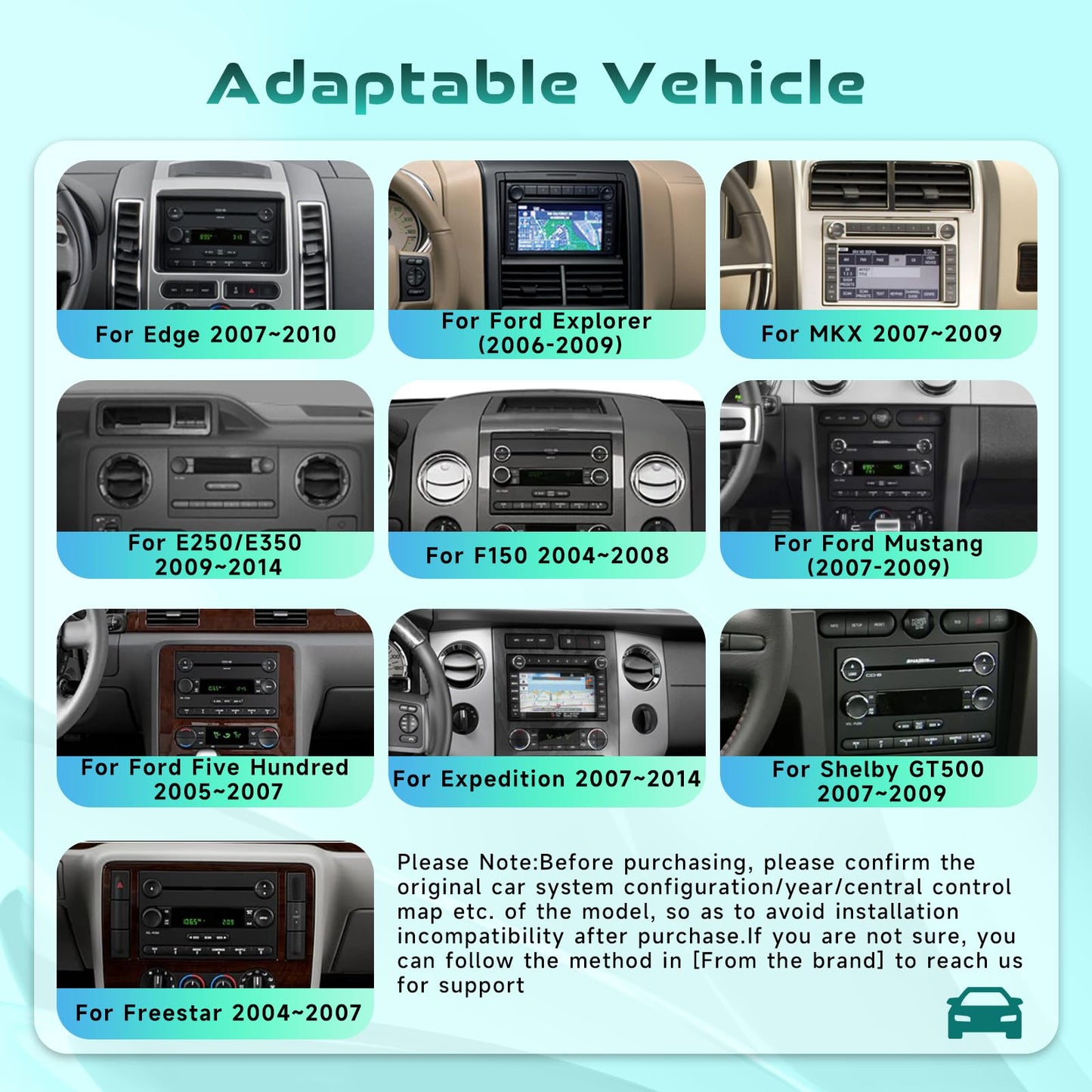[Android 15/4G+64G] 7” IPS Touch screen Car Radio for Ford F150 F250 F350 E250 E350 Edge Fusion Explorer with Wireless Carplay&Android Auto,Car Stereo support Bluetooth5.0 DSP WiFi GPS USB Rear Camera