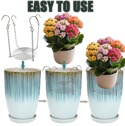 Toeloioh Adjustable Height Planter Inserts for Tall Planters Large Pots,4 Hooks Fits in The Top Openings,Chain Planter Filler Elevate Plants,Wedding & Party Decor