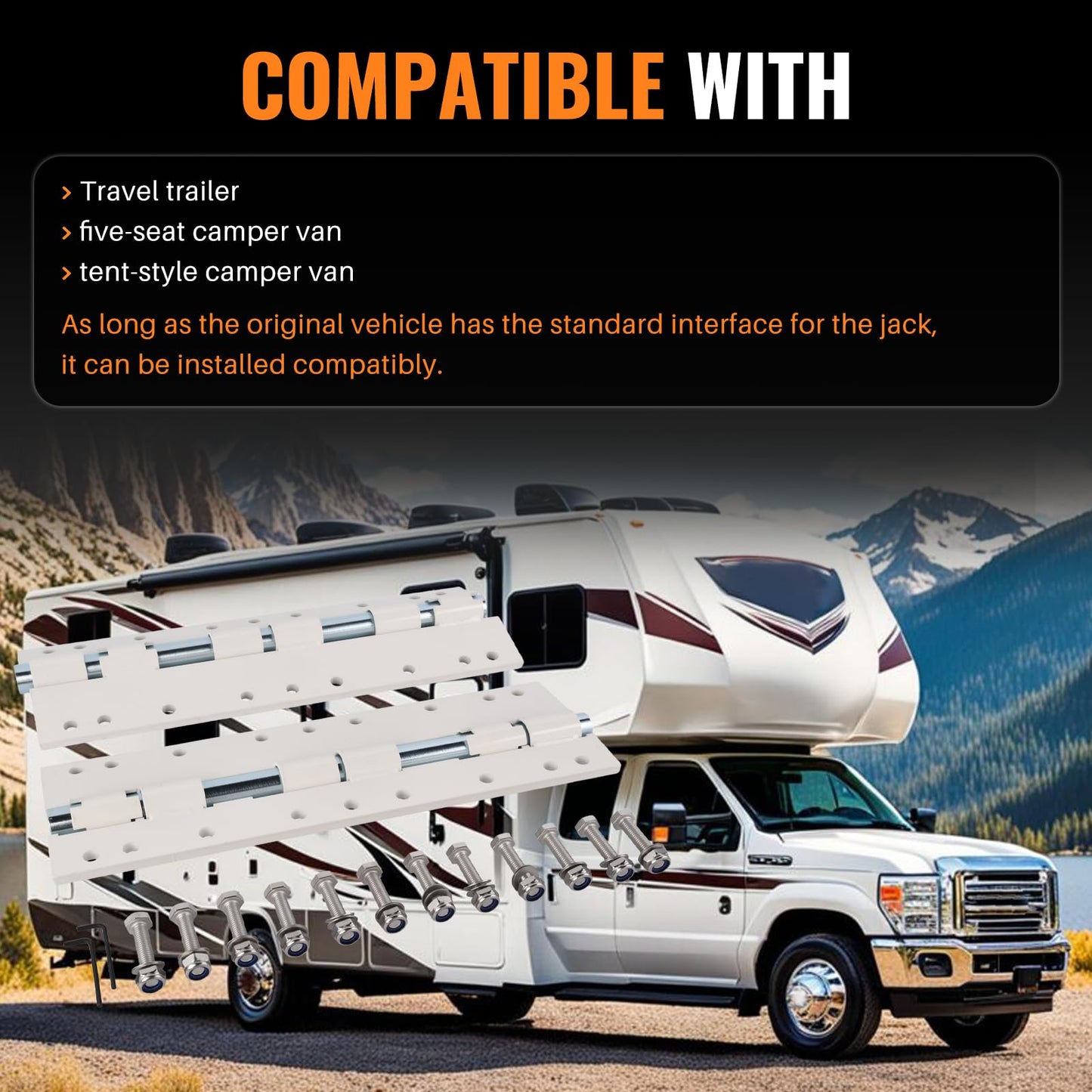 Hututimo 55721 2Pcs Swing Away Brackets Camper Jack Mount Extension Brackets, Rv Extension Brackets, Truck Camper Jack Brackets White