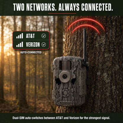 Stealth Cam Fusion MAX Cellular Trail Camera 2-Pack with 2 Lexar 32GB SD Cards | Dual SIM AT&T + Verizon | 36MP Photo, 720P HD Video, 0.35 Sec Trigger Speed