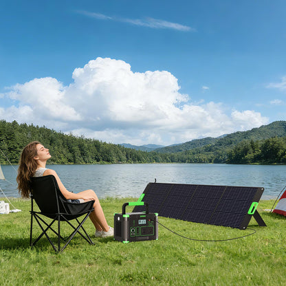 200W Portable Solar Panel, 23.5% High Efficiency ETFE Foldable Solar Charger for Power Station, IP65 Waterproof w/ 4 Kickstands, MC4 XT60 Anderson DC 4-in-1 Output for RV Camping Outdoor Emergency