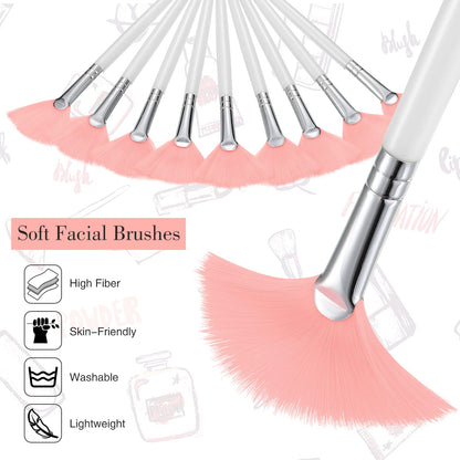 9 Pieces Facial Fan Mask Brushes, Soft Facial Applicator Brushes Tools for Peel Glycolic Makeup for Mud Cream(Champagne)