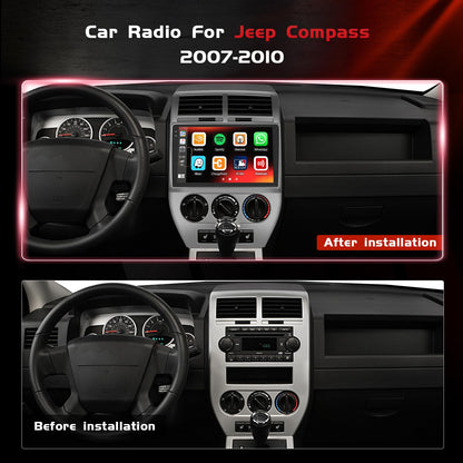 Realdio 4+64GB Android 15 for Jeep Compass Patriot 2007 2008 2009 Car Radio Wireless Carplay Android Auto, Car Stereo 10.1" 1280*720P In-cell Touch Screen WiFi Bluetooth5.0 GPS FM/RDS EQ Backup Camera